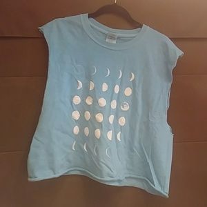 Moon Phases Crop Muscle Tee Top